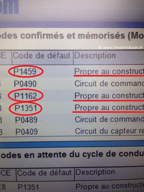 DTC Pxxx Recherche des codes defaut